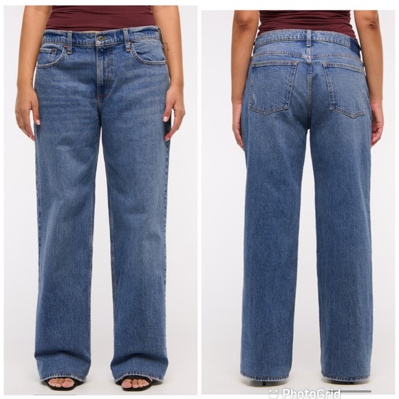 Abercrombie & Fitch Low Rise Baggy Jean in Medium Wash Size 24 Short NWT! - Picture 1 of 10